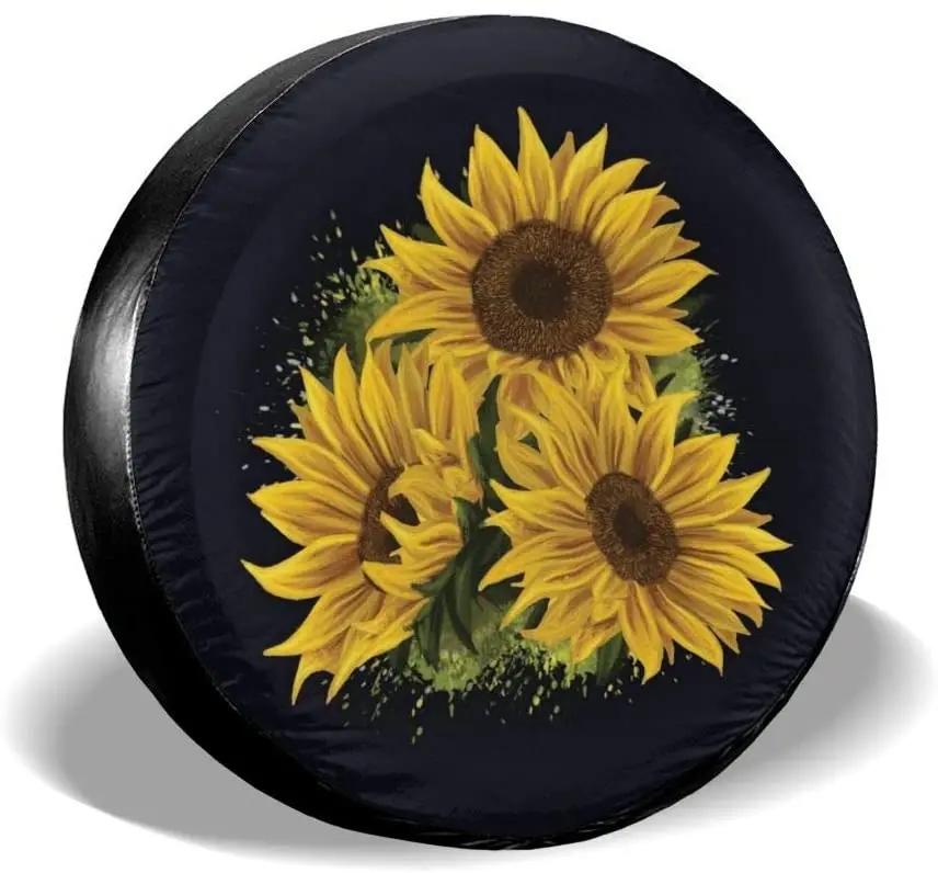 Sunflower Spare Tire Cover Waterproof Dust-Proof UV Sun Wheel Tire Cover Fit for Jeep,Trailer, RV, SUV and Many Vehi